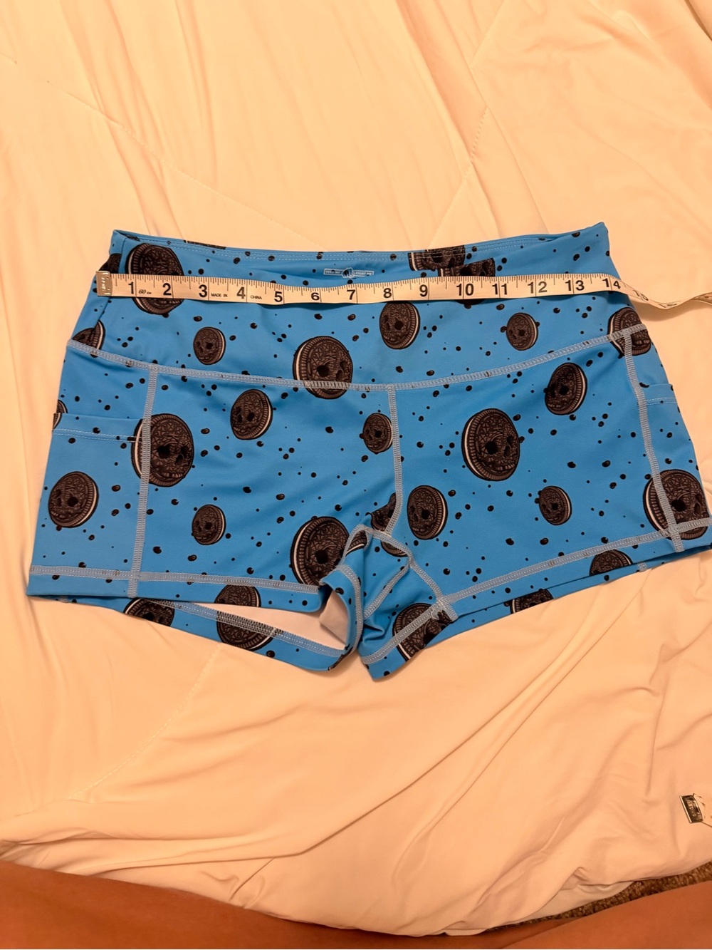 Cookie Print Blue Workout Shorts - Feed Me Fight Me fmfm medium - Picture 2 of 8